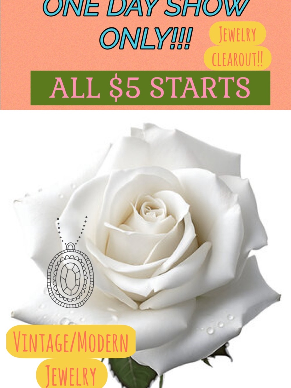 White Rose Pendant Necklace - Women Jewelry